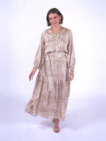 “Monaco” dress in snow leopard pattern