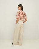 Tobacco and Cream Button Down top