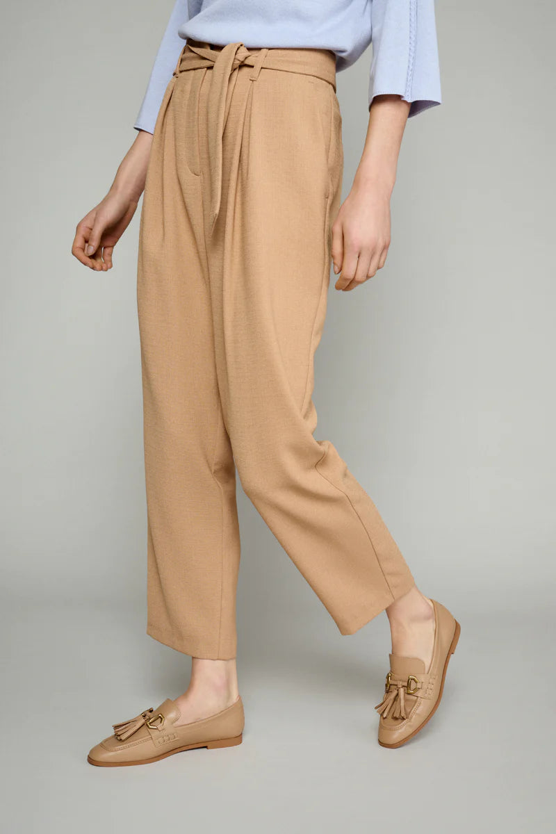 Camel Trousers with Tie Waist