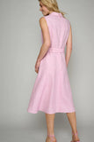 Pink Linen Dress with Belt
