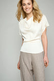 Cream Satin Effect Top with 3/4 Sleeve