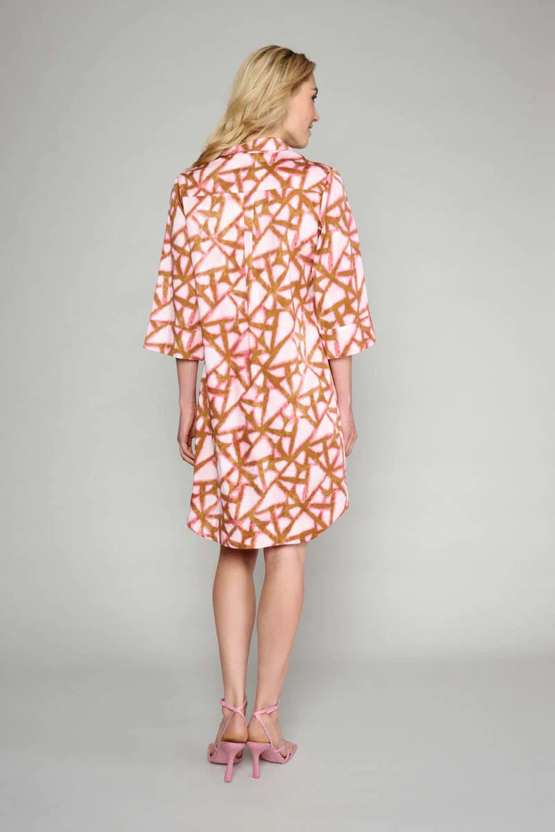 Shift Dress in Pink and Teracotta