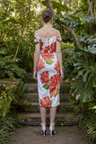 Ivory Dress with Red Flowers