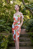 Ivory Dress with Red Flowers