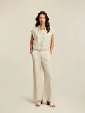 Matt satin trousers with pleated front