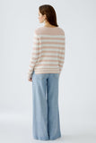 Cotton pullover in rose and white