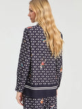 Long sleeve shirt with a geometric print in navy and white