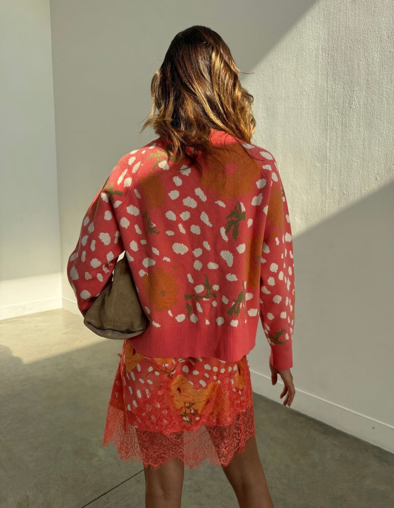 Coral poppy cardigan