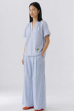 Blue and white tunic top