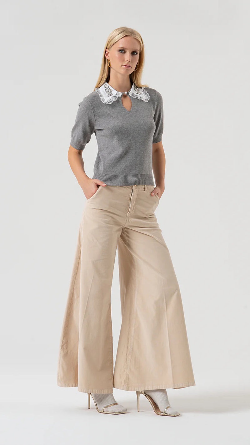 Grey Sweater with Embellishments