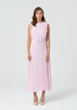 Long Plisse Dress With Belt