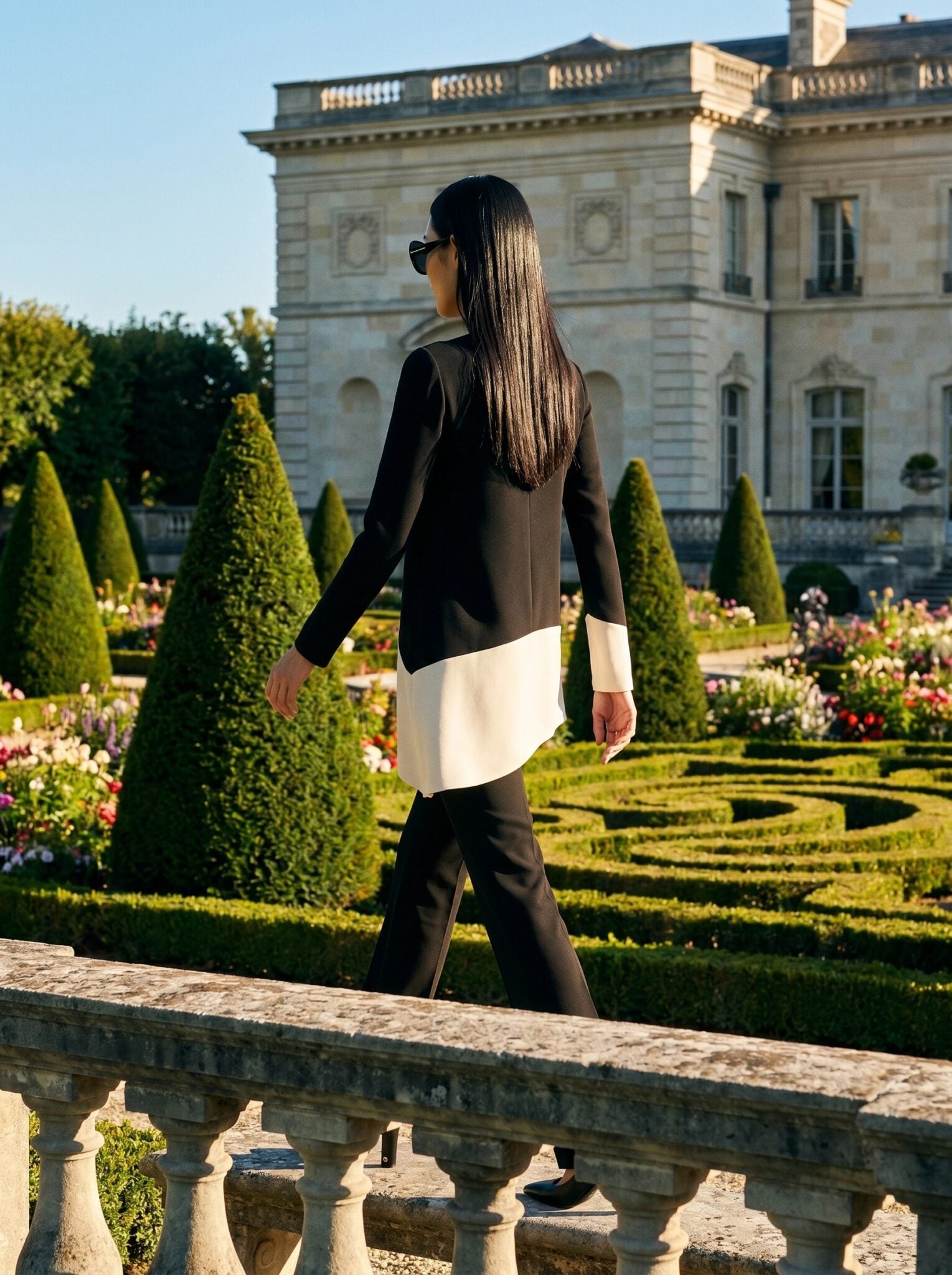 Black and cream 2 piece trouser outfit