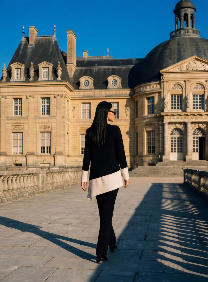 Black and cream 2 piece trouser outfit