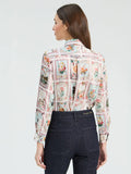 Polyester shirt with vintage inspired illustrated playing card print