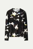 Brown long sleeve top with bovine print