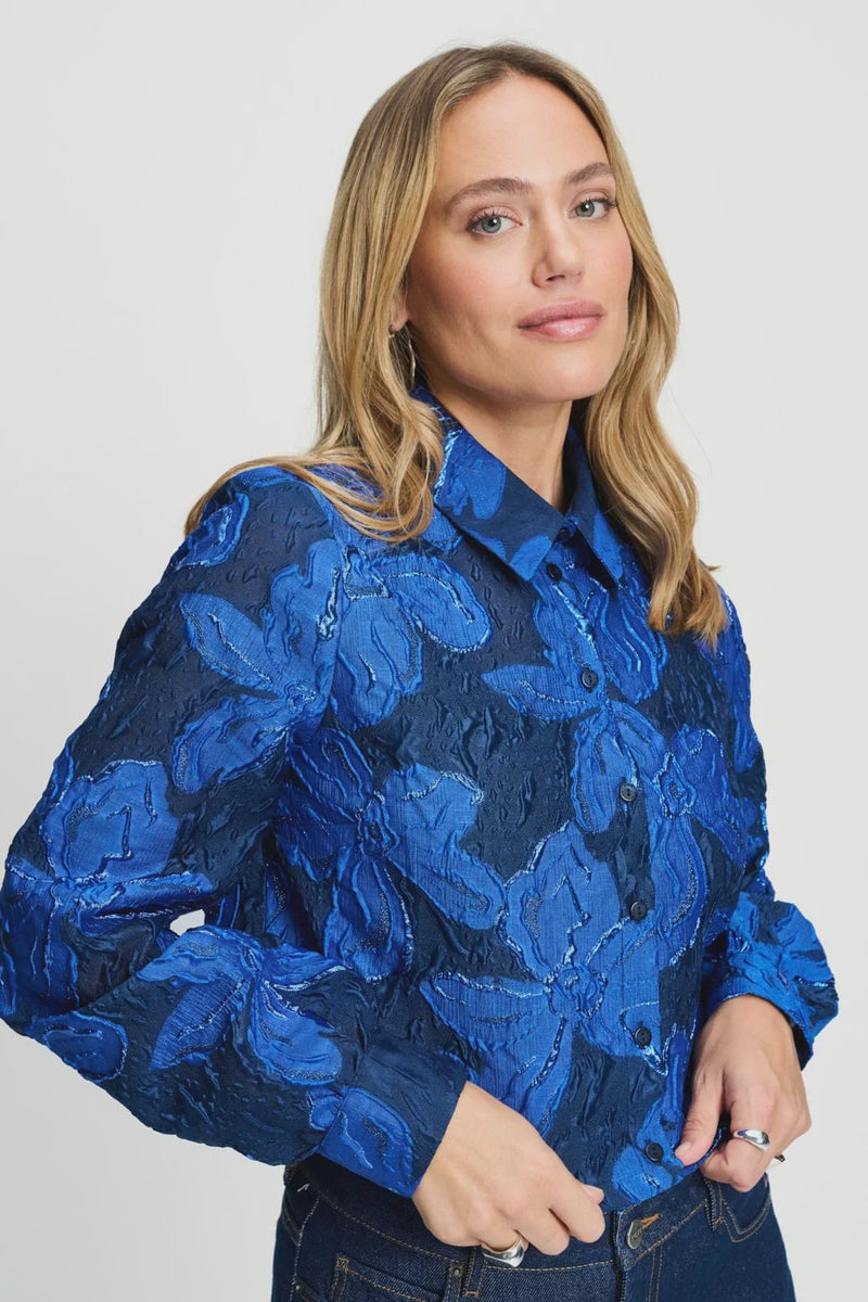 Jade Bloom Shirt in Cobalt Blue