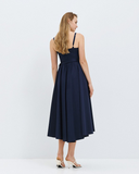 Midi wrap navy dress