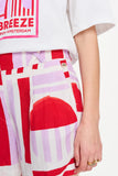 Red and Purple linen shorts