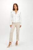Off white biker jacket with diamante trim