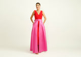 Red Dress with Pink Overskirt