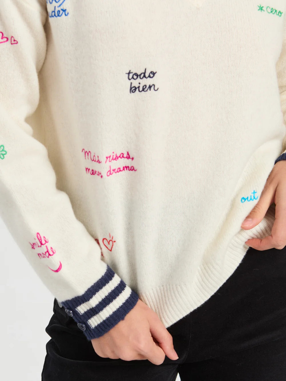 Ecru Sweater with Embroidery