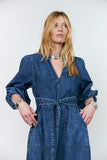 Lightweight denim dress with tone on tone striped detailing