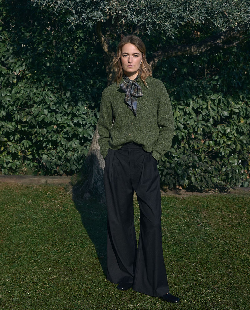 Green Cardigan with Collar