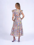 “Misha” dress with tropical patch pattern