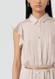 Beige and cream floaty dress with chain belt
