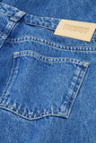 Wide leg knee length denim shorts