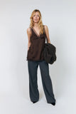 Cain sleeveless top in chocolate brown