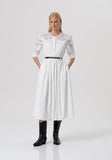 Embroidered Midi Dress with Belt