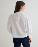 White Cotton Shirt with Embroidered Sleeve