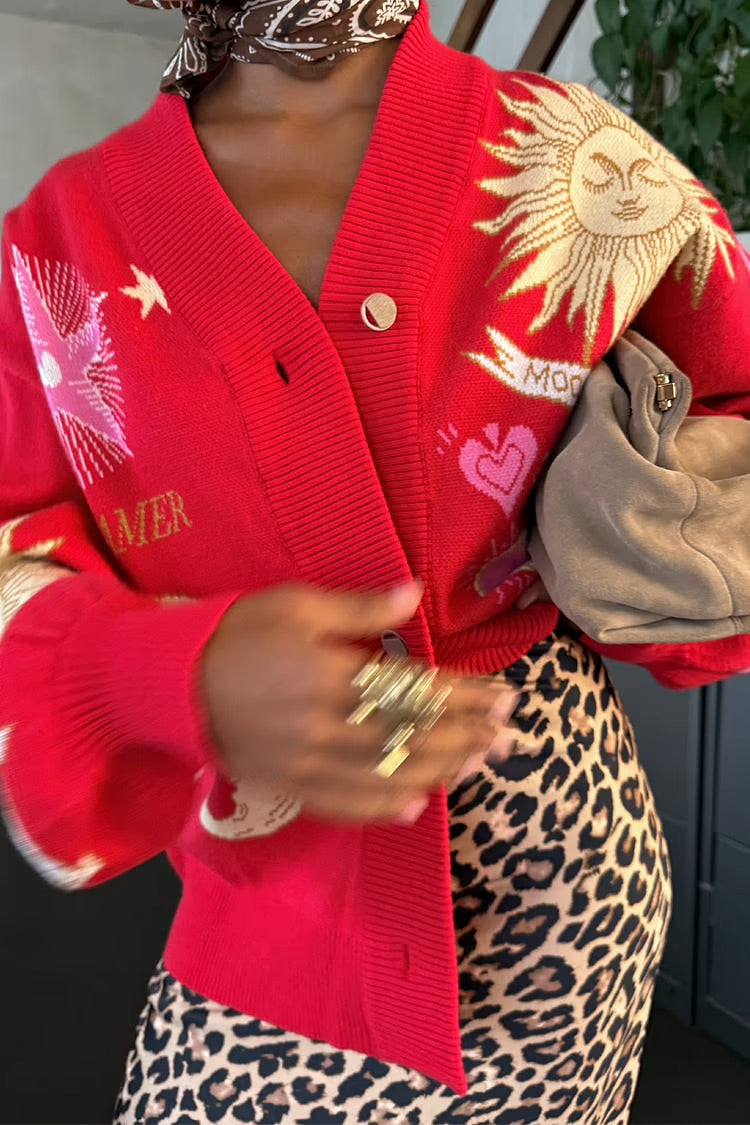 Red Mystical Moon Cardigan