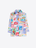 Shirt with Travel Stamp Print