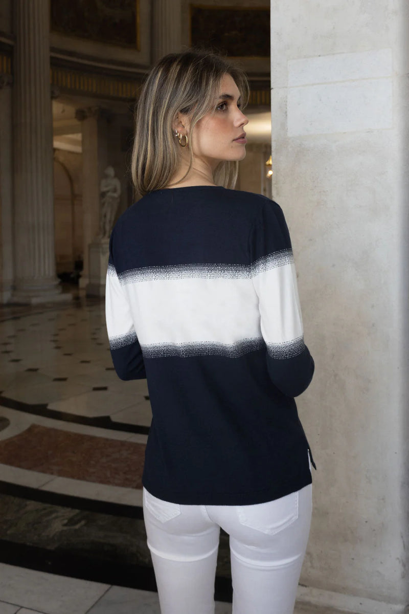 Aprille Sweater in navy and ivory