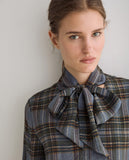 Yerse Check Pussy Bow Blouse