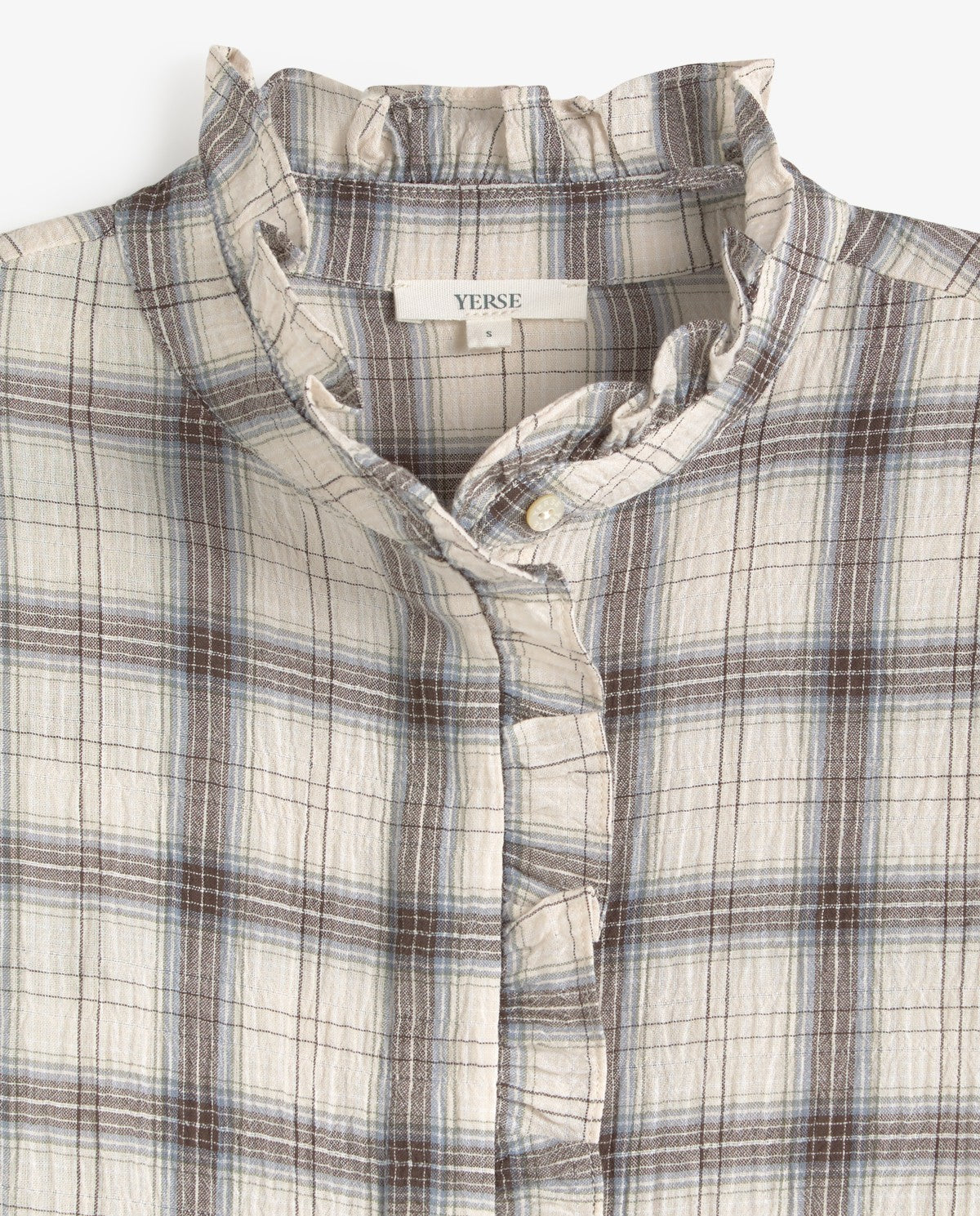 Check Shirt with Frill Collar