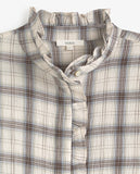 Check Shirt with Frill Collar