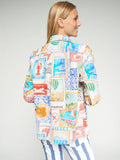 Shirt with Travel Stamp Print