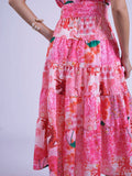 “Nice” dress in pink patch pattern.