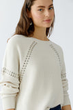 Pullover with Piaced Metal Rivets