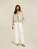 Light gold bomber in crinkled padded fabric