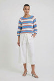 Blue red and white striped sweater