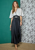 Black and Champagne Dress with Belt