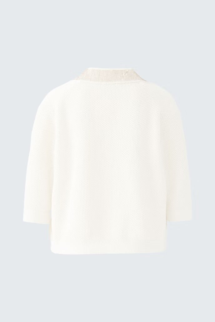 Short sleeve sweater with sequin collar