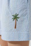 Blue and white striped shorts