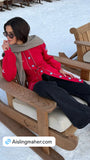 Long red ski cardigan