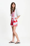 Red and Purple linen shorts