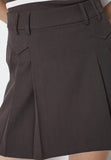 Pleated mini skirt in dark brown